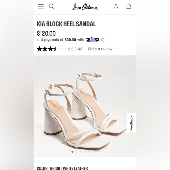 Sam Edelman white leather Kia Block Heel Sandal size 6.5 women’s - Picture 7 of 7